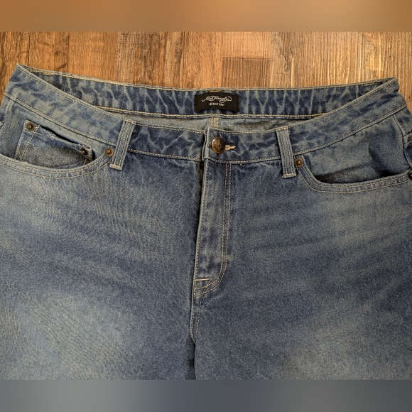 Ed Hardy Y2K Baggy Multi Tattoo Cropped Jeans Heart Dragon Tiger Snake Koi Sz 32 - Picture 5 of 14